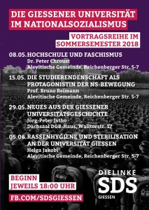 Univ. Gießen im Faschismus - SDS Gießen Veranstaltungsreihe 2018 Plakat